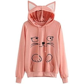 Women's Cat Ear Hoodie Cute Friends Long Sleeve Ka..