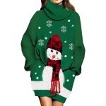 Women's High Neck Ugly Christmas Sweater Dress