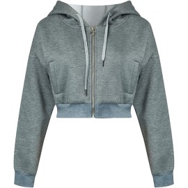 Women's Drawstring Zip Up Fleece Hoodie Coat Jacke..
