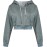 Women's Drawstring Zip Up Fleece Hoodie Coat Jacket Crop Top