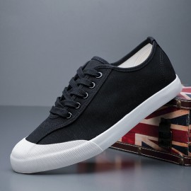 Men Canvas Breathable Soft Sole Comfy Brief Pure Color Casual Court Shoes