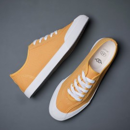 Men Canvas Breathable Soft Sole Comfy Brief Pure Color Casual Court Shoes