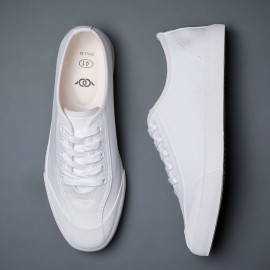 Men Canvas Breathable Soft Sole Comfy Brief Pure Color Casual Court Shoes