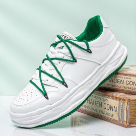 Men Microfiber Breathable Hollow Out Soft Sole One Size Smaller Color Splicing Court Shoes