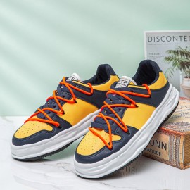 Men Microfiber Breathable Hollow Out Soft Sole One Size Smaller Color Splicing Court Shoes