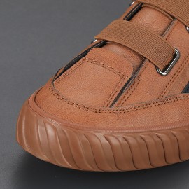 Men Microfiber Leather Comfy Non Slip Elastic Band Casual Sneakers