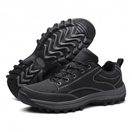 Men Microfiber Leather Non Slip Soft Sole Outdoor Hiking Shoes