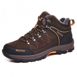Men Cowhide Soft Sole Warm Lined Non Slip Outdoor Hiking Casual Sports Shoes
