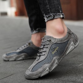 Men Mesh Breathable Non Slip Comfy Lace Up Elastic Band Casual Shoes