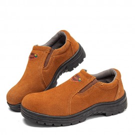 Men Cowhide Suede Breathable Soft Sole Non Slip Comfy Working Casual Safety Labor Shoes