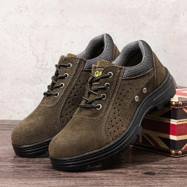 Men Cowhide Leather Breathable Non Slip Soft Sole Toe Protected Casual Working Shoes