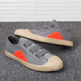 Men Comfy Splicing Colorblock Breathable Skate Shoes Casual Daily Canvas Sneakers