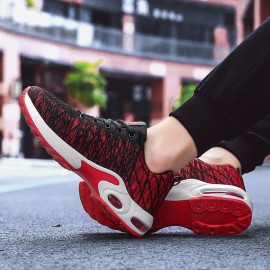 Men Sports Knitted Fabric Breathable Air-cushion Casual Running Shoes