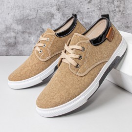 Men Canvas Breathable Comfy Soft Sole Non Slip Lace Up Casual Working Court Shoes