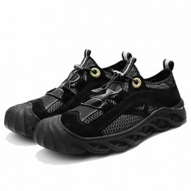 Men Outdoor Luminous Mesh Breathable Anti-collision Toe Casual Hiking Shoes