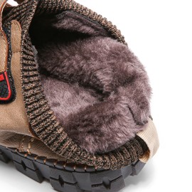 Men Non-slip Wear Resistant Hook Loop Warm High-top Casual Hand Stitching Ankle Boots