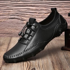 Men Cowhide Breathable Comfy Soft Bottom Hand Stitching Non Slip Outdoor Casual Shoes