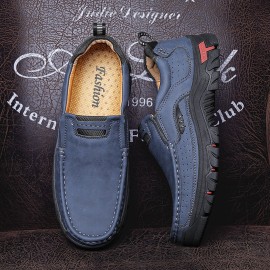 Men Microfiber Leather Vintage Casual Business Office Soft Walking Loafers