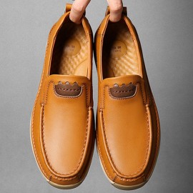 Men Cowhide Leather Breathable Soft Sole Non Slip Comfy Casual Business Shoes