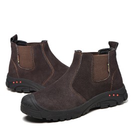Men Steel Toe Puncture Proof Elastic Band Safety Work Boots