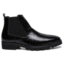 Men Vintage Elastic Slip-on Business Leather Ankle Chelsea Boots