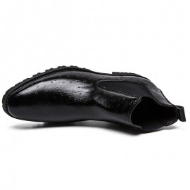 Men Vintage Elastic Slip-on Business Leather Ankle Chelsea Boots