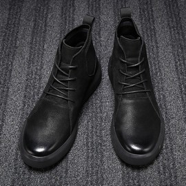 Men Retro Stylish Gradual Change Shoe Toe Casual Leather Ankle Boots