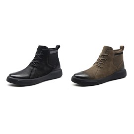 Men Retro Stylish Gradual Change Shoe Toe Casual Leather Ankle Boots
