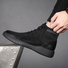 Men Retro Stylish Gradual Change Shoe Toe Casual Leather Ankle Boots