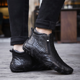 Men Slip Resistance Side Zipper Leather Ankle Boots