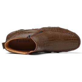 Men Slip Resistance Side Zipper Leather Ankle Boots