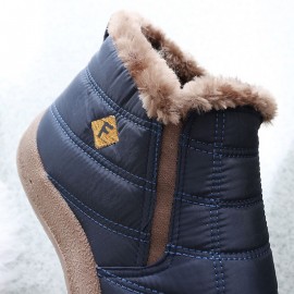 Men Lightweight Comfy Slip-On High-top Plus Velvet Warm Snow Boots Cotton Shoes