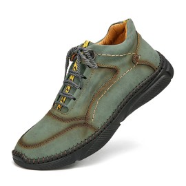 Men Hand Stitching Microfiber Leather Non Slip Warm Ankle Boots