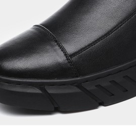 Men Synthetic Leather Warm Slip Resistant Zipper Casual Ankle Boots