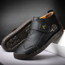 Men Microfiber Leather Hand Stitching Breathable Soft Sole Casual Martin Ankle Boots