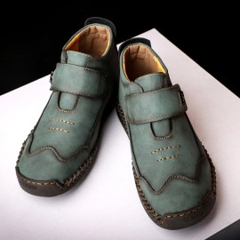 Men Microfiber Leather Hand Stitching Breathable Soft Sole Casual Martin Ankle Boots