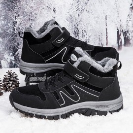 Men Soft Sole Thicken Warm Lining Hard Wearing Patchwork Outdoor Hiking Boots Snow Boots