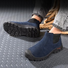 Men Cowhide Suede Comfy Non Slip Toe Protected Outdoor Sports Casual Labor Safety Boots