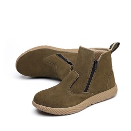 Men Cowhide Suede Soft Sole Toe Protected Comfy Working Casual Labor Safety Boots