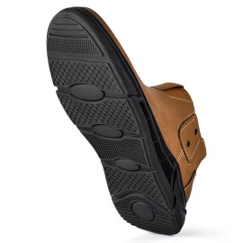 Men Retro Cowhide Leather Non Slip Soft Sole Elastic Slip On Chelsea Boots