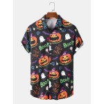 Mens Halloween Pattern Cartoon Printing Short Sleeve Shirt