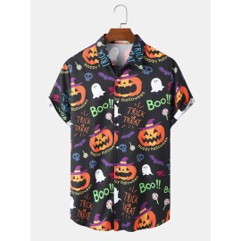 Mens Halloween Pattern Cartoon Printing Short Sleeve Shirt