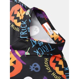 Mens Halloween Pattern Cartoon Printing Short Sleeve Shirt
