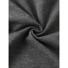 Mens Solid Color Cotton Ripped Cuff Long Sleeve Loose T-Shirts