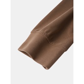 Mens Classic Simple Solid Embroidery Star Thread Material Long-Sleeved T-Shirt