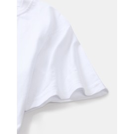 Mens 100% Cotton Solid Color Panda Print Thin Casual T-Shirt