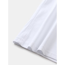 Mens 100% Cotton Solid Color Panda Print Thin Casual T-Shirt