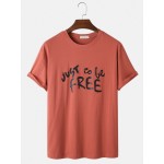 Mens Cotton Character Print Simple Loose Casual Round Neck T-Shirts