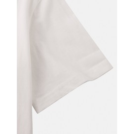 Mens Cotton Character Print Simple Loose Casual Round Neck T-Shirts