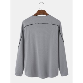 Men Solid Color Breathable Quick Dry Round Neck Long Sleeve T-Shirt